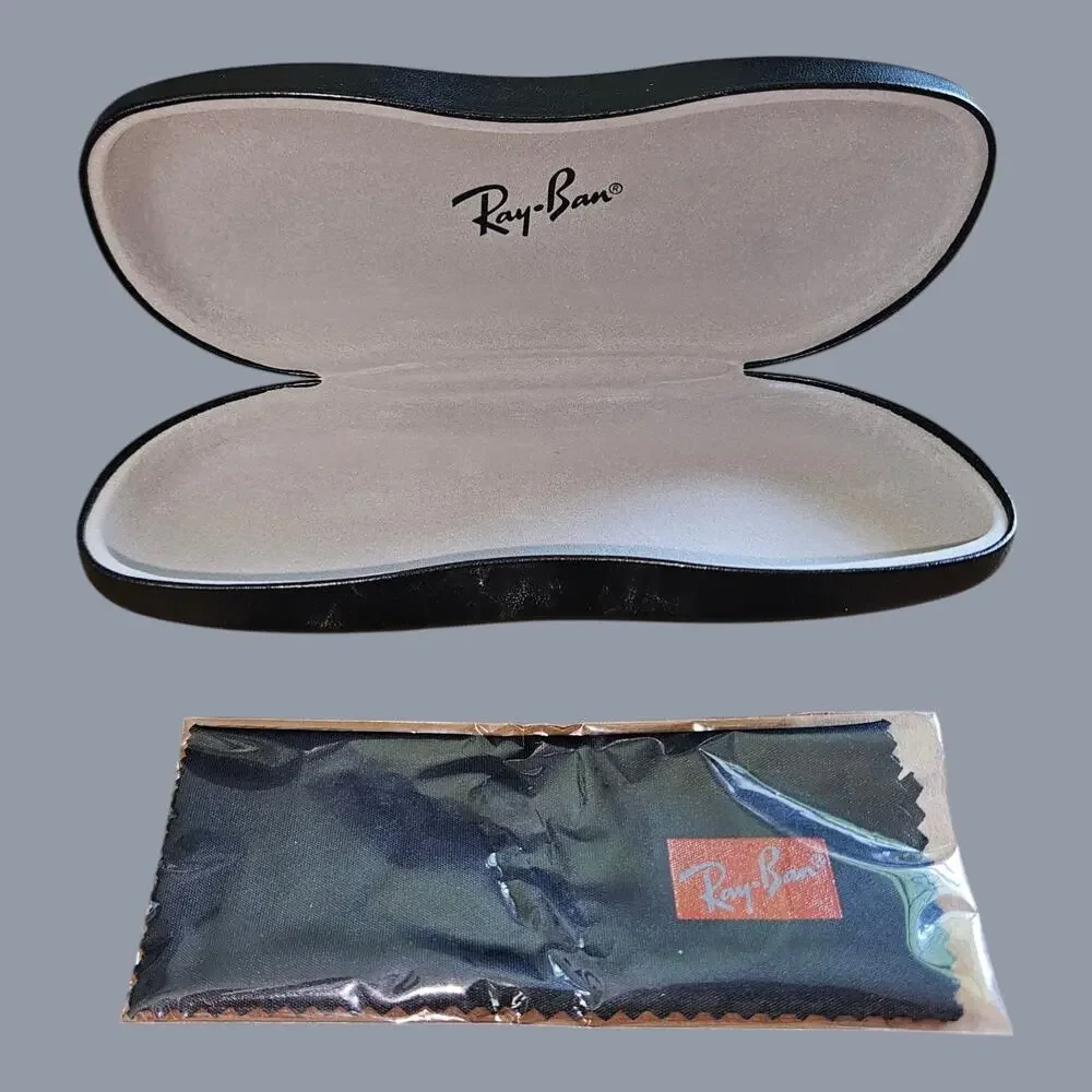 Ray-Ban Black Hard Sunglasses Case & Cleaning Cloth Eyeglass Pouch Authentic